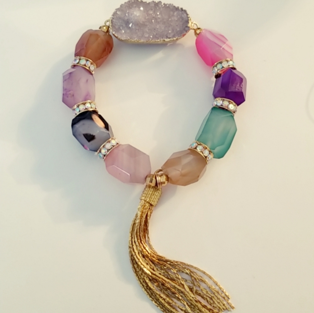 Multi colored agate bracelet